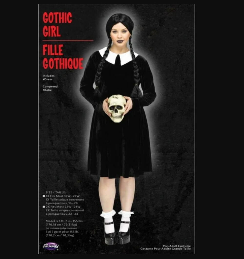 Wednesday Addams inspired "Gothic Girl" Plus Size Costume